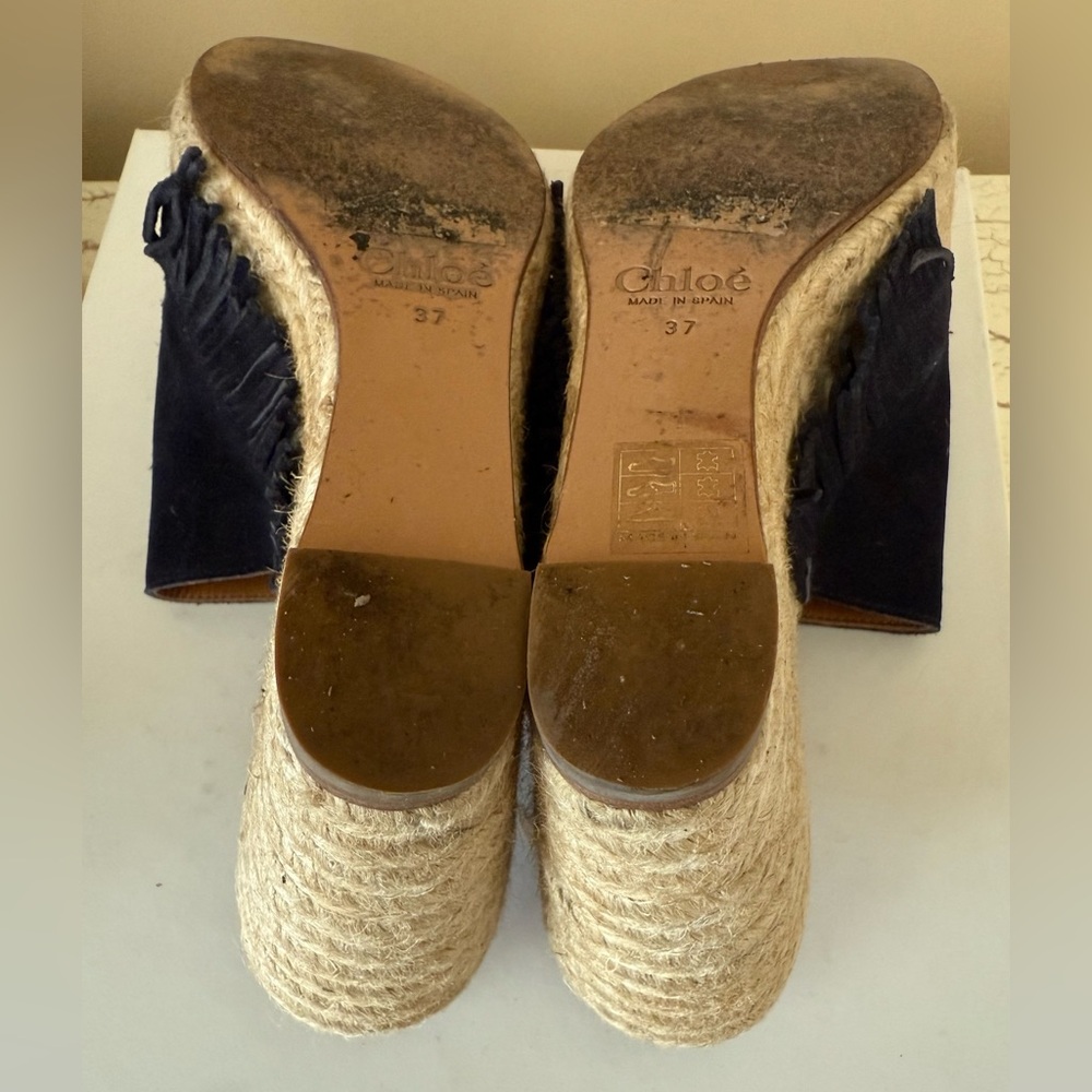 Chloé Estel Platform Suede Fringe Espadrilles in Navy  
Size: EU 37 / US 7 - Picture 5 of 6